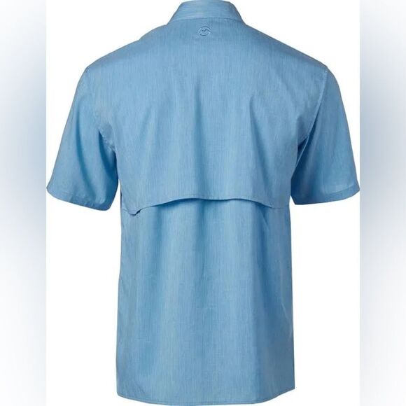 Magellan Outdoors Aransas Pass Heather Short Sleeve Fishing Shirt Blue XS NWT - Picture 2 of 8